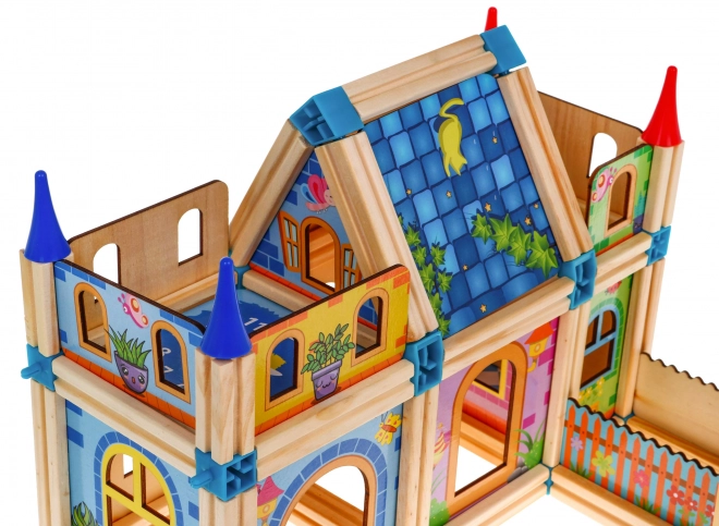 Colorful Wooden Building Blocks for Kids 128 Pieces