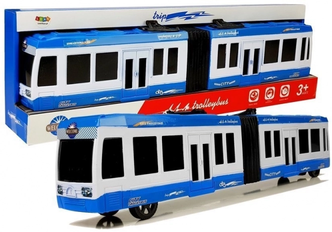 Friction Powered Blue Articulated Bus Toy