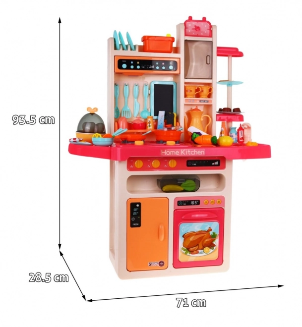 Stylish Pink Kids Kitchen with Water Tap and Interactive Burner