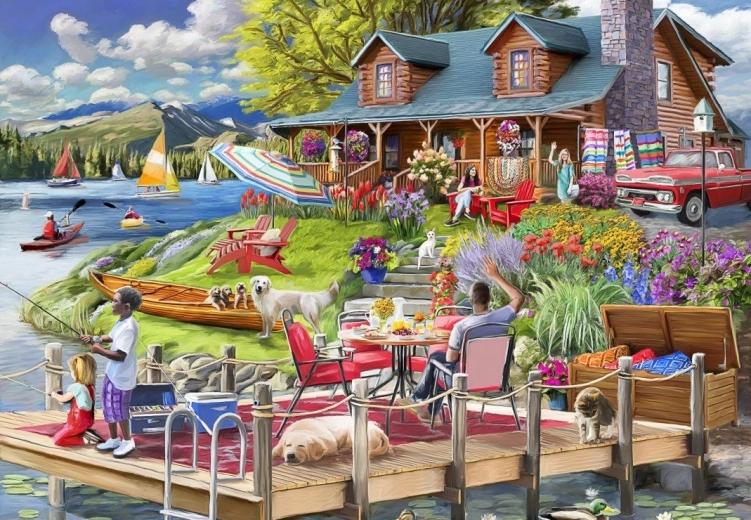 Puzzle Mountain Cabin by the Lake 1000 Pieces Bluebird