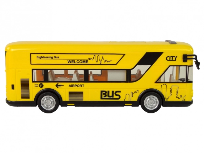 Yellow City Bus Toy with Friction Drive