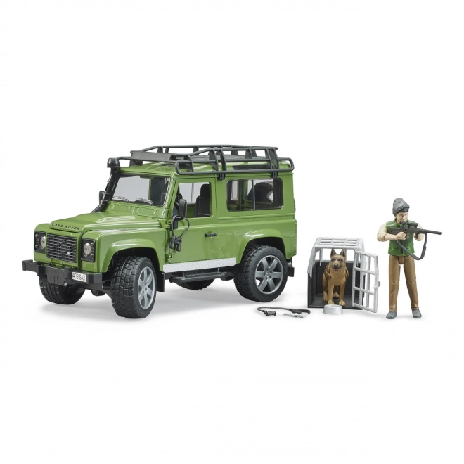 Bruder Land Rover Defender with Ranger Figure and German Shepherd