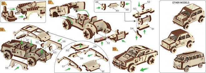 Wooden 3D Puzzle Rally Car Model