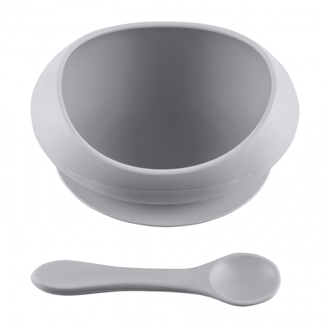 Silicone Bowl with Raised Edges and Suction - Dove Grey