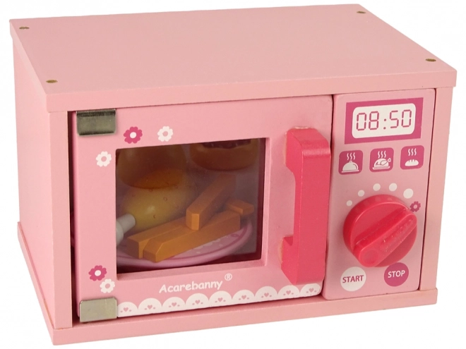 Wooden Pink Play Microwave Oven for Kids