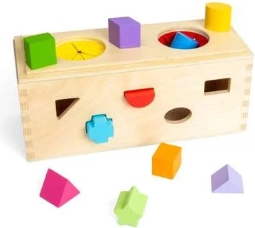Bigjigs Toys Scatola enigmatica in legno per l'inserimento e la classificazione delle forme