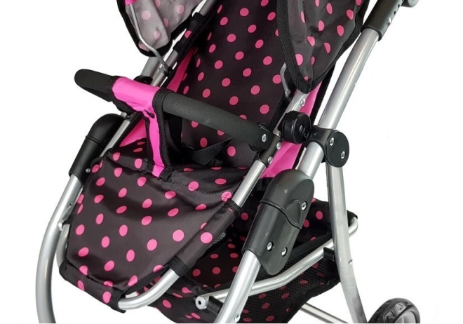 Alice Doll Stroller with Bag 2-in-1 Black and Pink