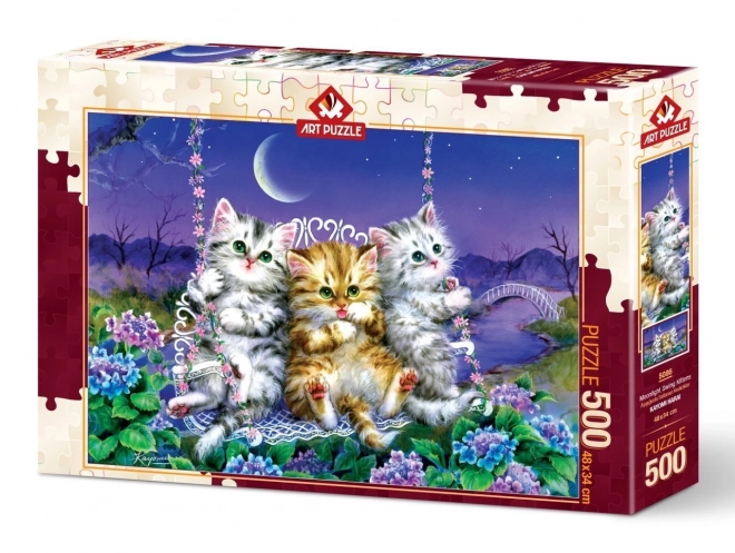 Kittens on the Swing 500 Piece Puzzle