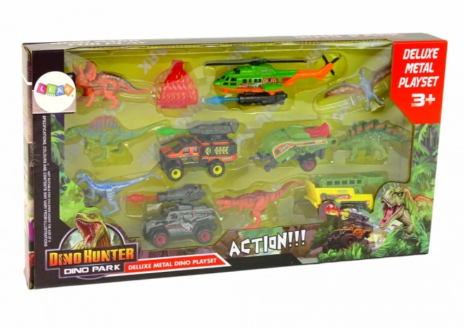 Colorful Dinosaur Vehicle And Helicopter Set