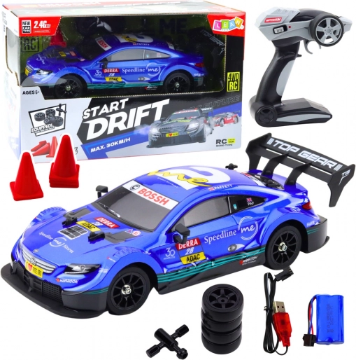 Voiture RC de drift bleue 30 km/h 1:16