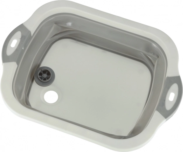 Collapsible silicone bowl with a drain and chopping board