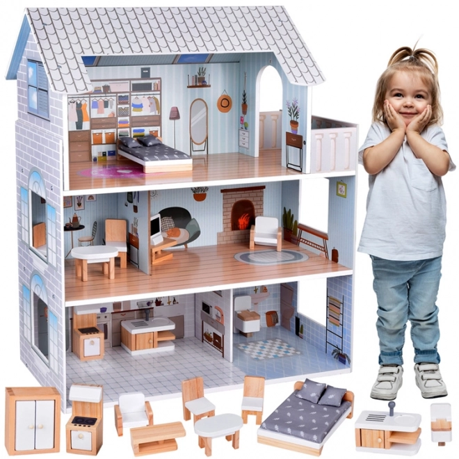 Charming Wooden Dollhouse with Furniture