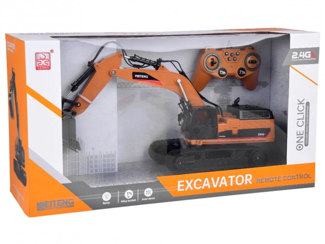 Remote Control Excavator Toy with LED, Sound, and Smoke Effects