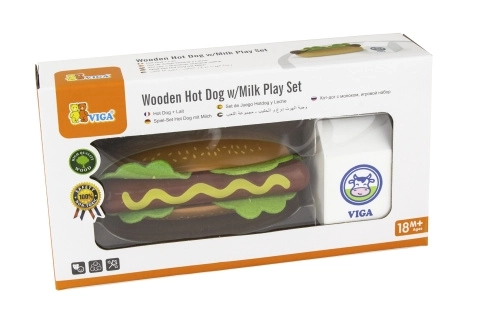 Wooden Hotdog and Milk Set