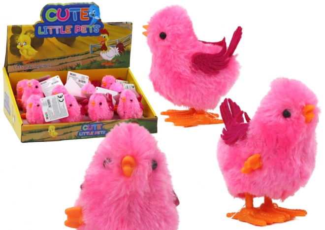 Jumping Wind-Up Pink Chick Toy