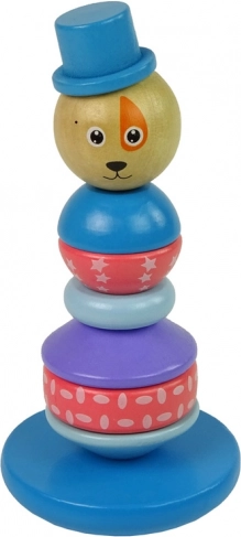 Pyramide éducative en bois Chien avec chapeau