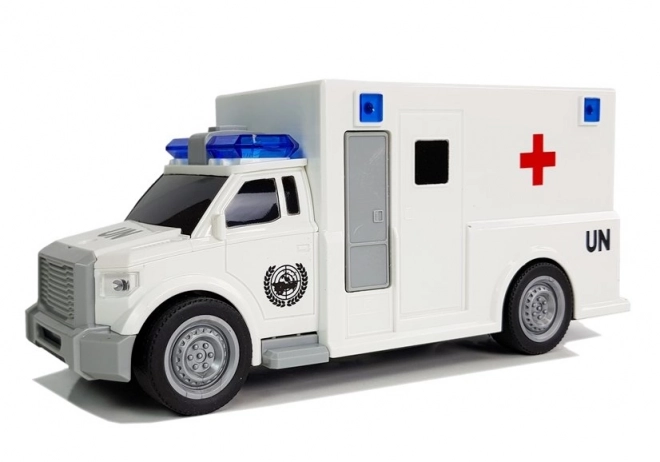 Friction-Powered Medical Ambulance Toy with Sound 1:20 Scale