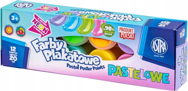 ASTRA Tempera Paints Pastel 12×20 ml, 2 Neon