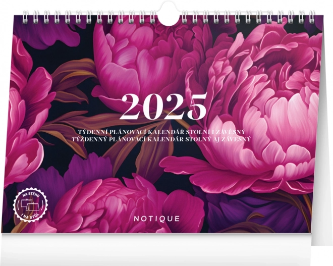 Weekly Planner Calendar Peonies 2025