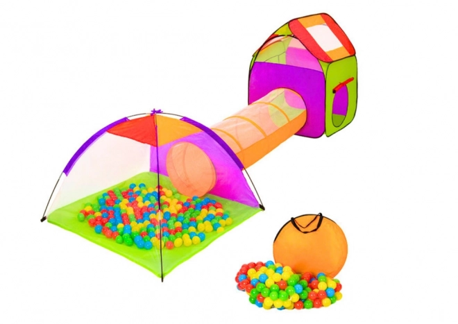 Colorful 3-in-1 Play Tent with Tunnel and Balls