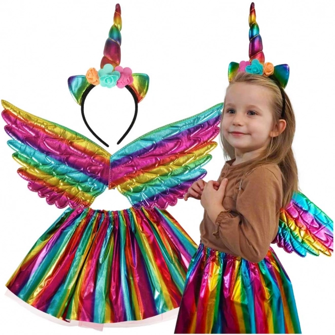 Unicorn Costume with Skirt and Headband Multicolor