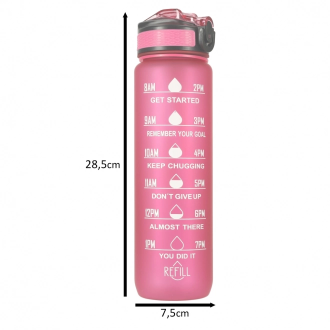 Motivational Pink Water Bottle with Straw and Handle - 1L