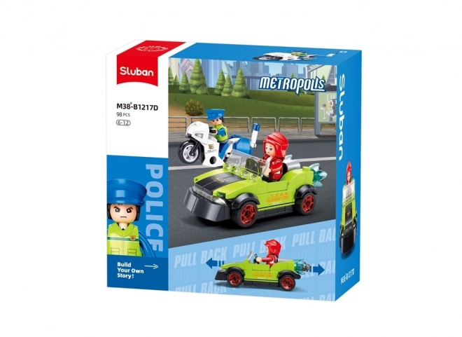 Sluban Metropolis Bandit in Car and Policeman on Motorcycle Set