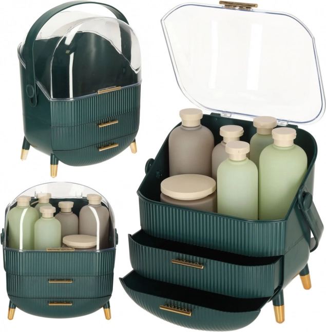 Groene cosmetica-organizer met laden