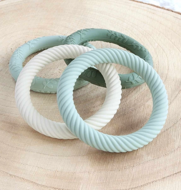 Silicone Teething Rings for Babies - Mint Cream 2 Pack