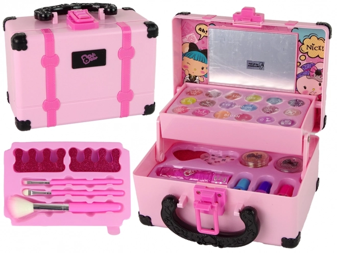 Children's Pink Cosmetic Set with Vanity Case