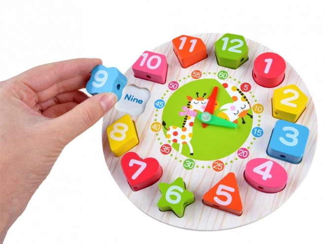 Educational Wooden Clock with Shape Sorter