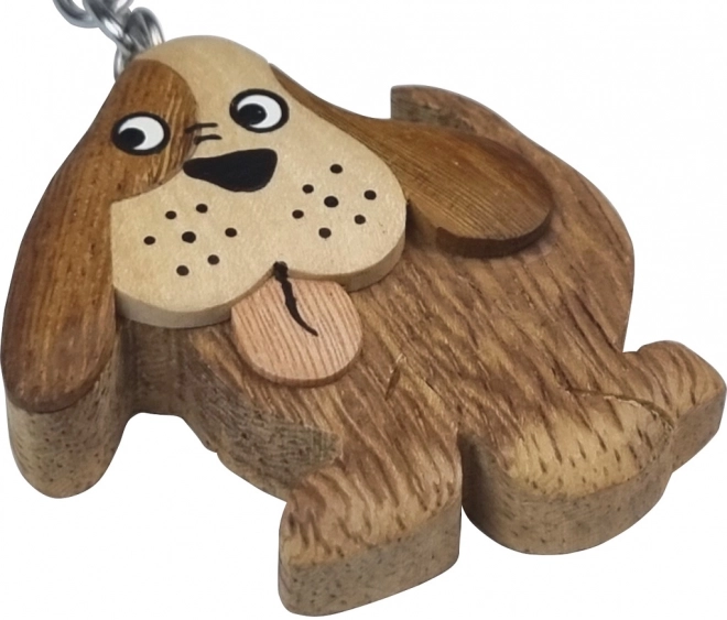 Large Wooden Dog Keychain