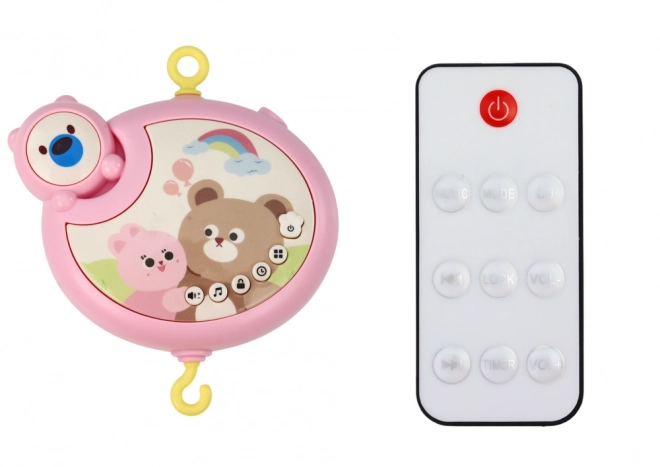 Pink Baby Crib Mobile with Remote Control and Projector