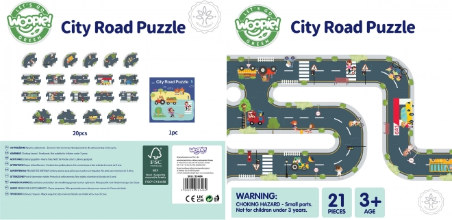Woopie Green Stadtpuzzle für Kinder - Autorennbahn