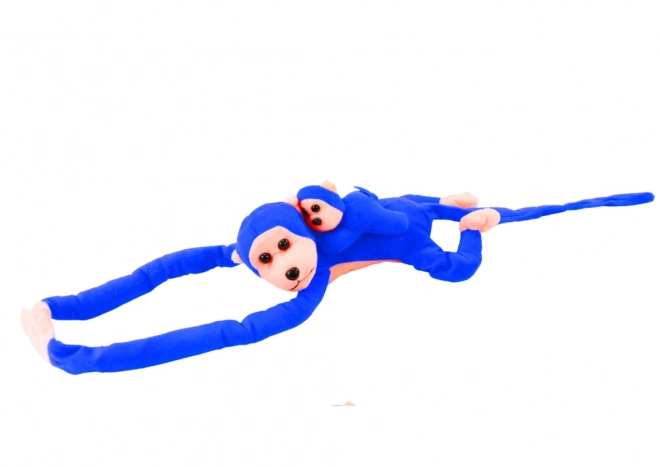 Plush Monkey Toy with Baby 90 cm Blue