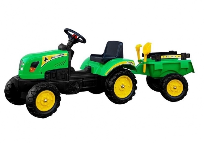 Green Pedal Tractor with Trailer