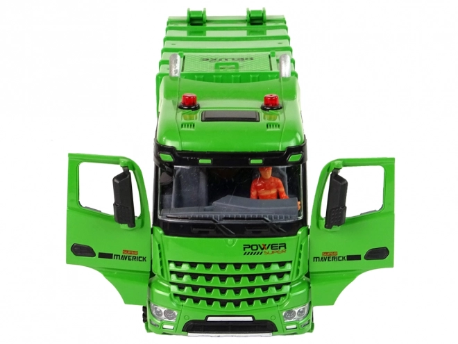 Remote Controlled Green Garbage Truck with Lights and Sound