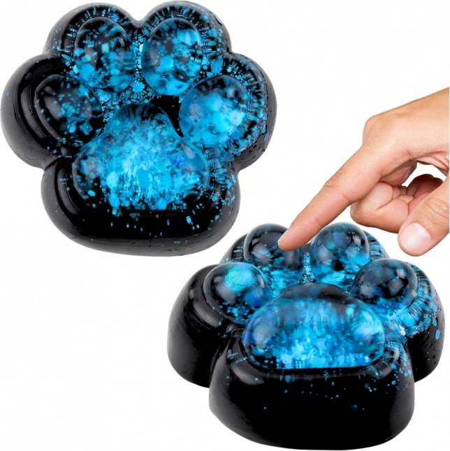 Gniotek Kattenpoot Antistress Sensorisch Zwart Blauw Glitter