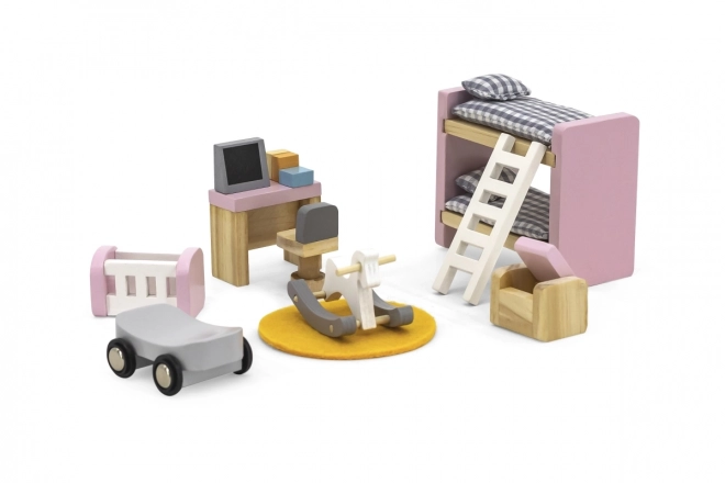 Wooden Dollhouse Bedroom Set