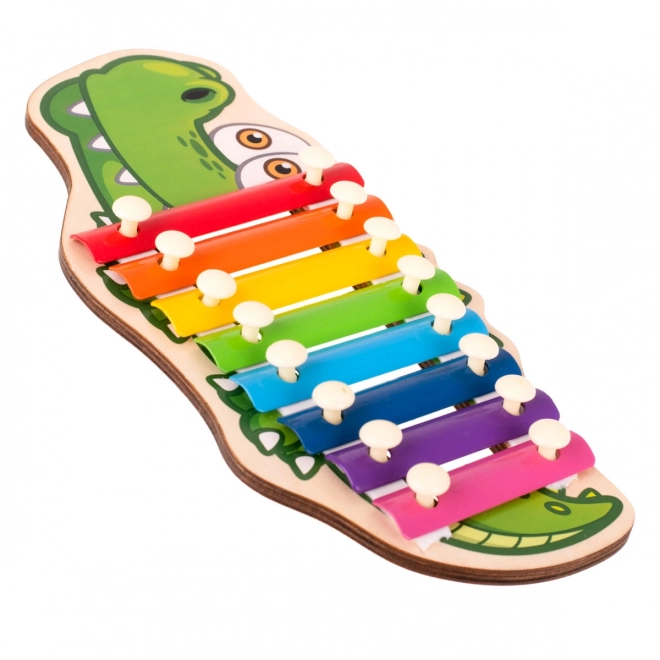 Colorful Wooden Crocodile Xylophone for Children