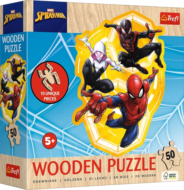 Trefl Wooden Outline Puzzle Spiderman: Ready for Action 50 Pieces