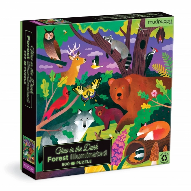 Mudpuppy Forest Animals Glow-in-the-Dark Puzzle 500 Pieces