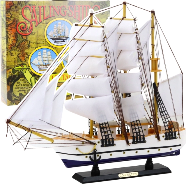 Model Decorative Sailing Ship Frigate White