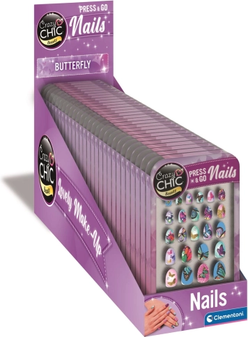 CRAZY CHIC Butterfly Self-Adhesive Nail Tips by Clementoni