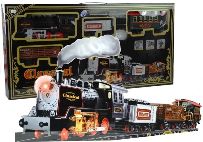 Large Electric Train Set with Glowing Carriages