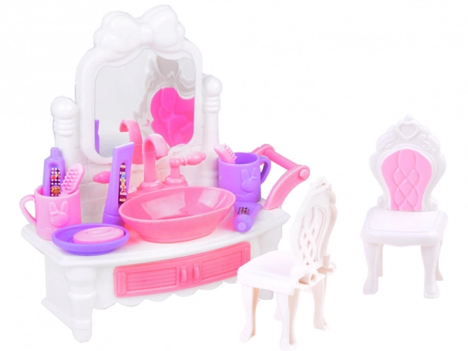 Dollhouse Furnishings Bathroom and Bedroom Large Set