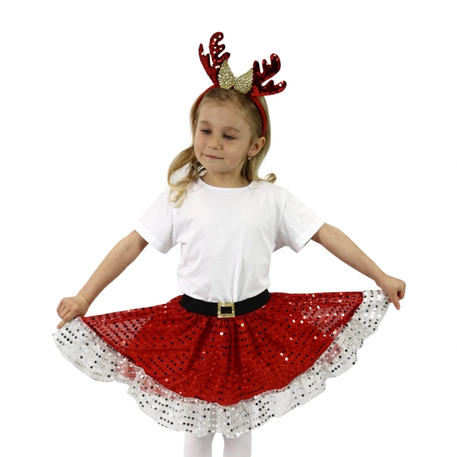 Christmas Reindeer Headband and Tutu Skirt for Girls