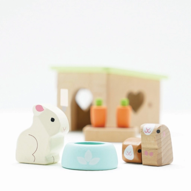 Wooden Bunny and Guinea Pig Playset