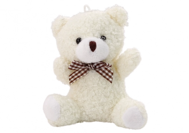 Small White Plush Bear Keychain