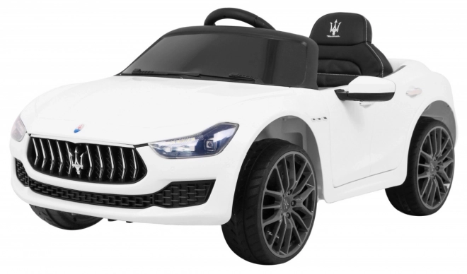Maserati Ghibli battery for children White + Remote control + Slow start + EVA + MP3 USB + LED